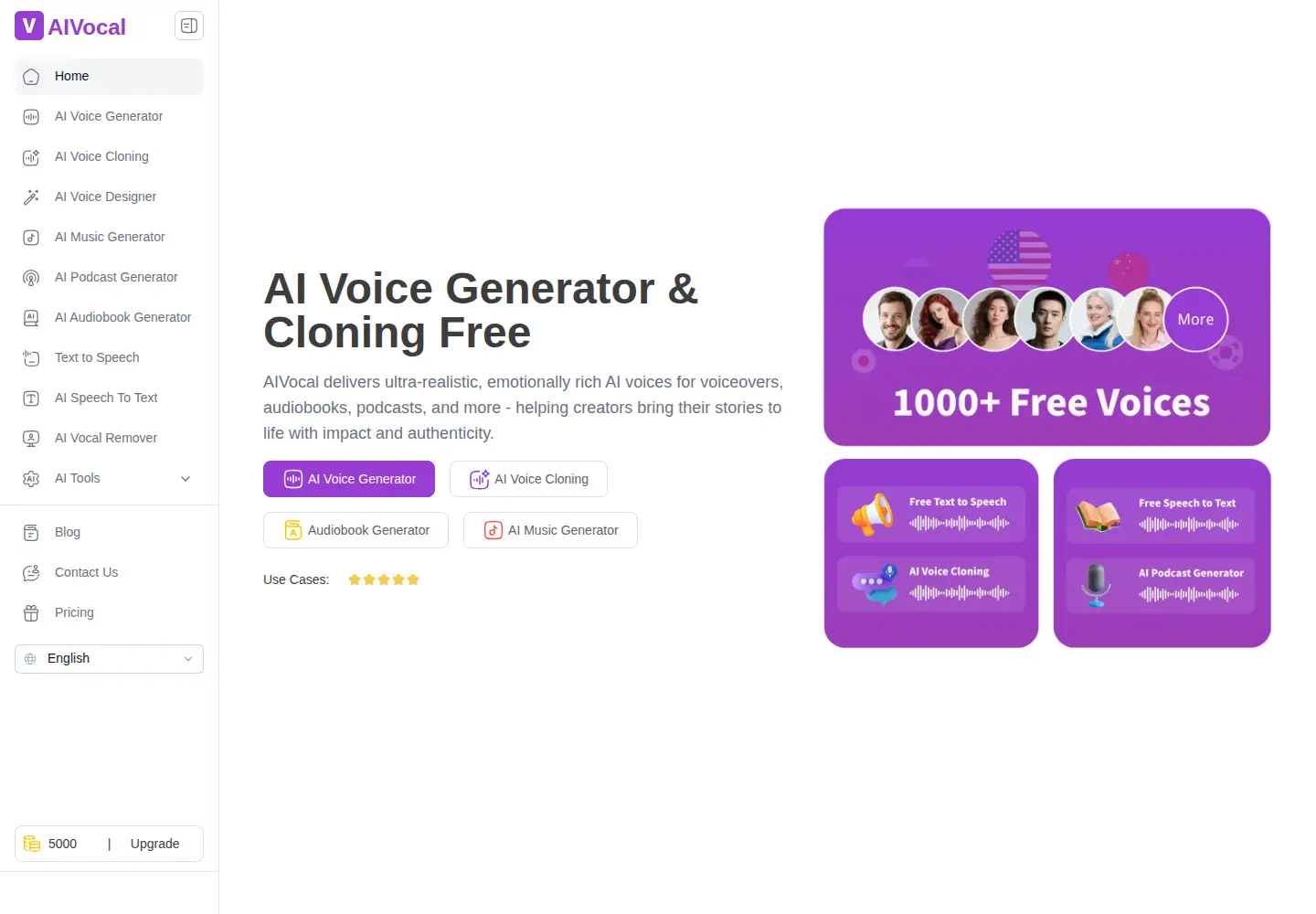 Screenshot of aivocal.io