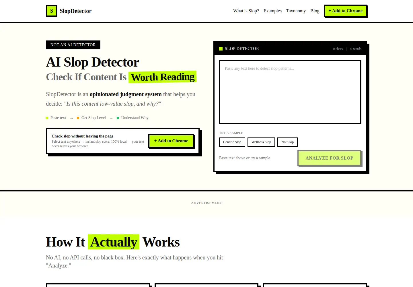 Screenshot of slopdetector.org
