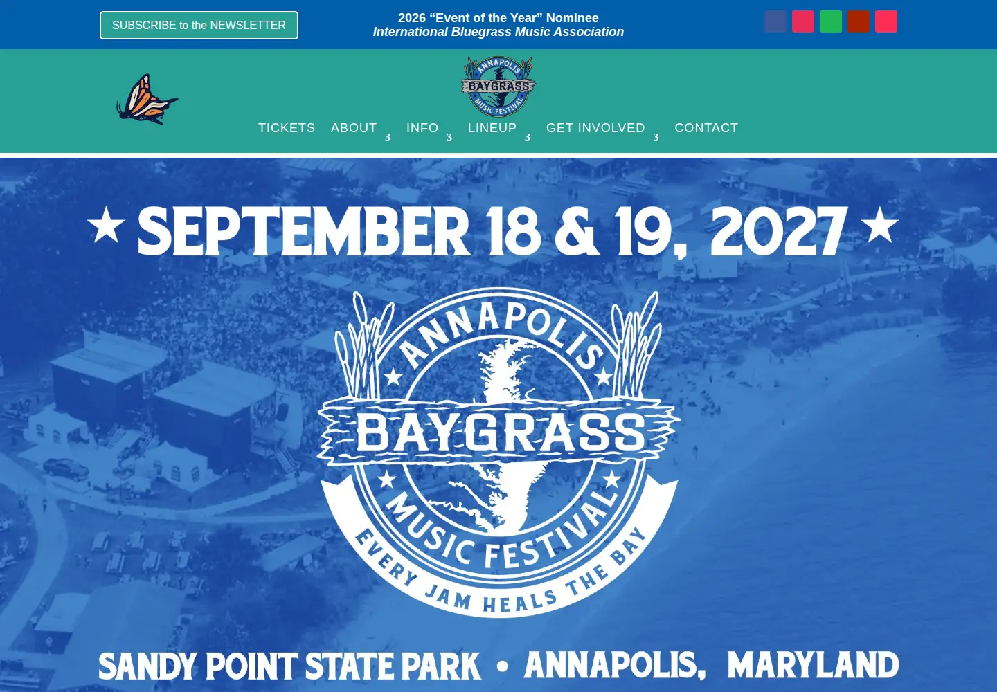 Captured homepage of baygrassfestival.com in the current scan