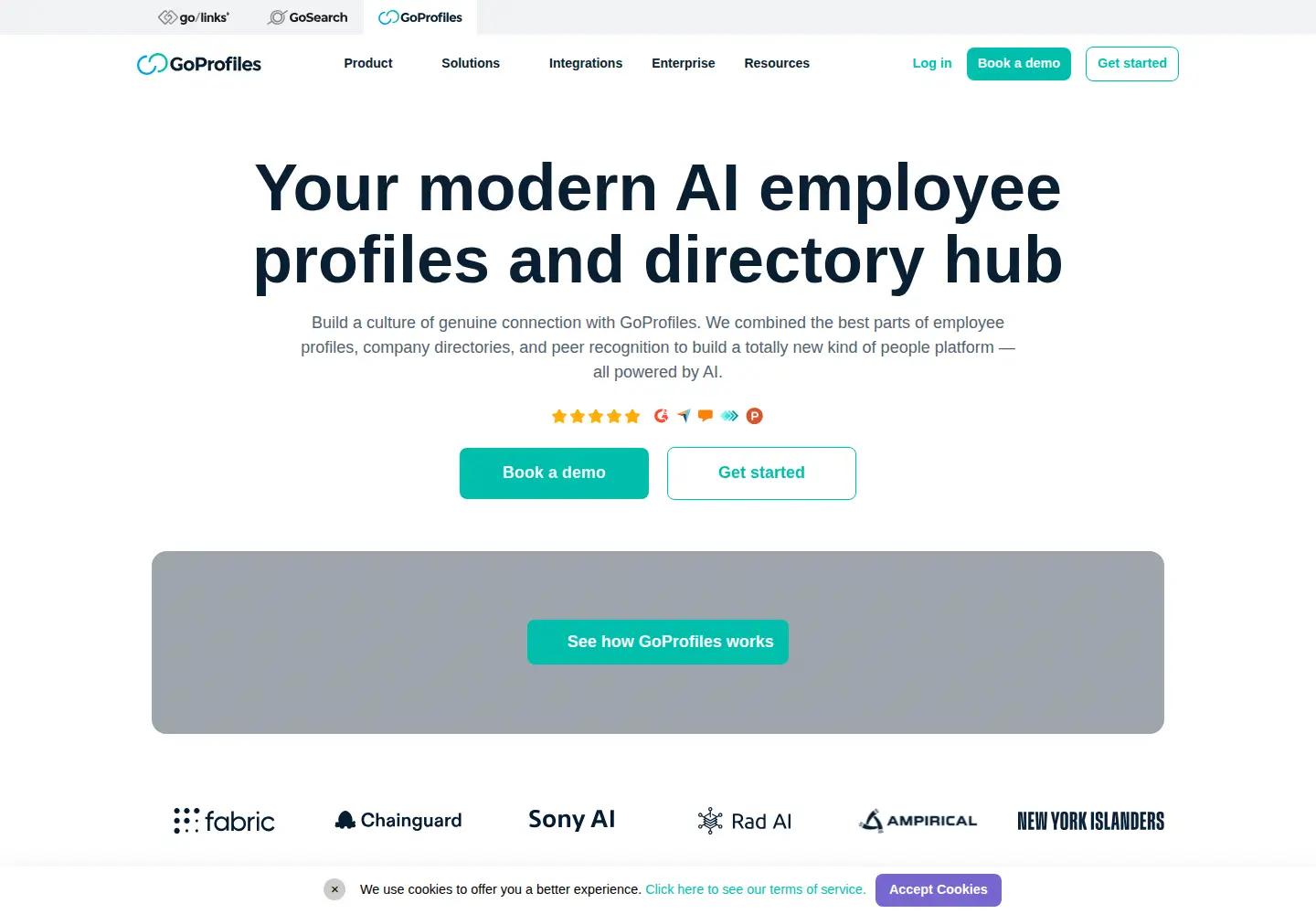 Captured homepage of goprofiles.io in the current scan