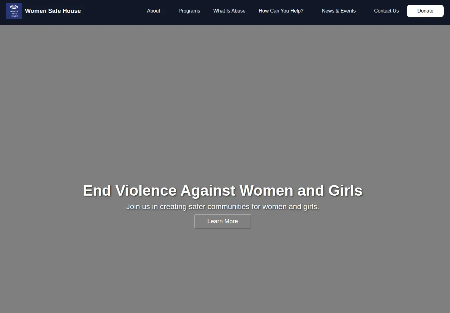 Captured homepage of womensafehouse.org in the current scan