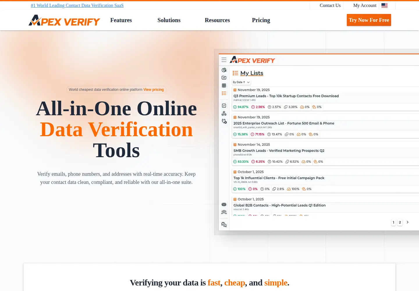 Captured homepage of apexverify.com in the current scan