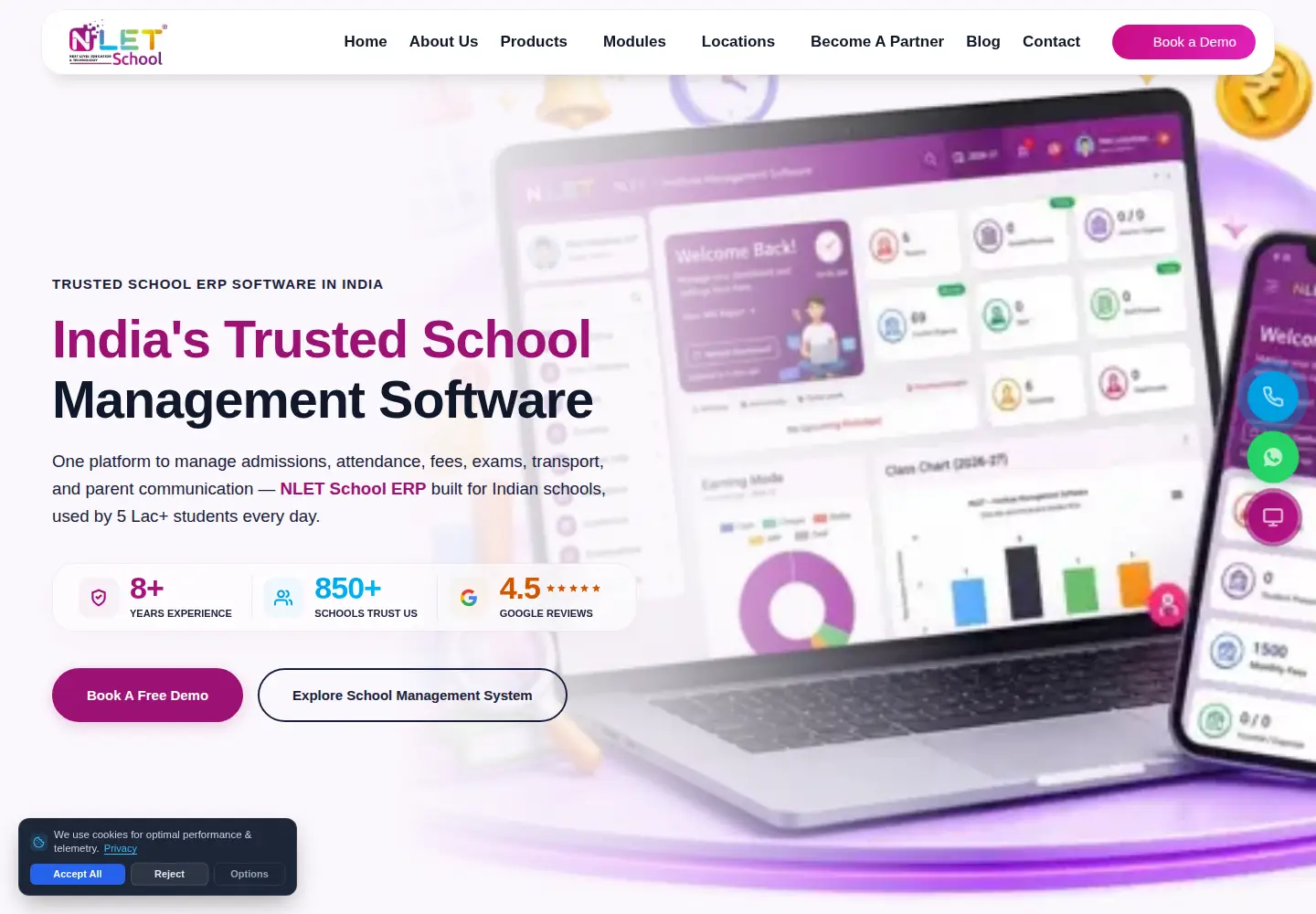 Captured homepage of nletschool.com in the current scan