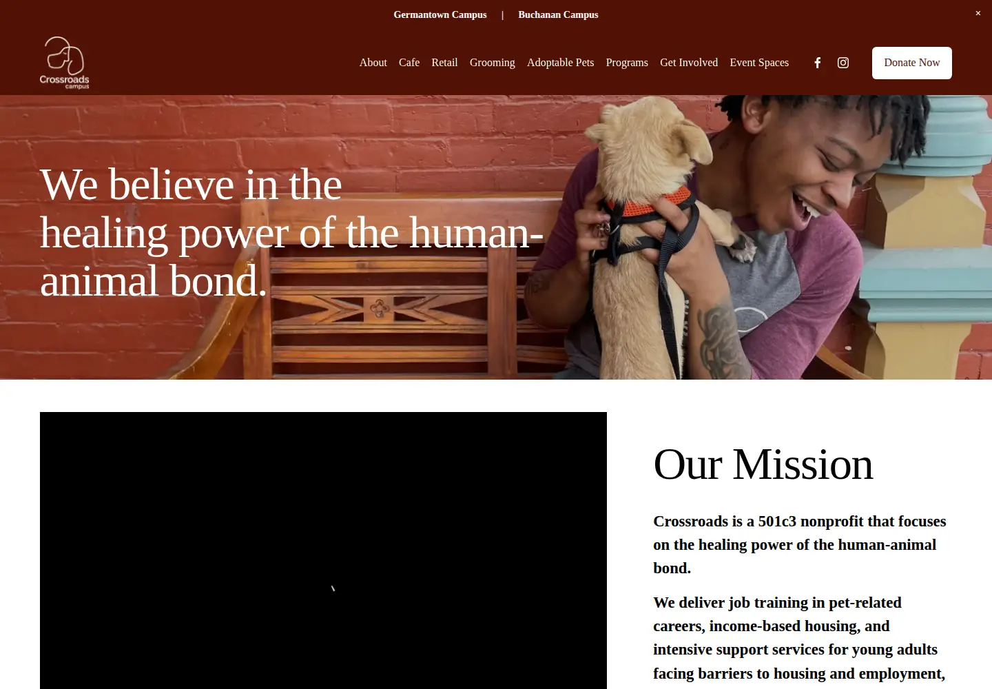 Captured homepage of crossroadscampus.org in the current scan