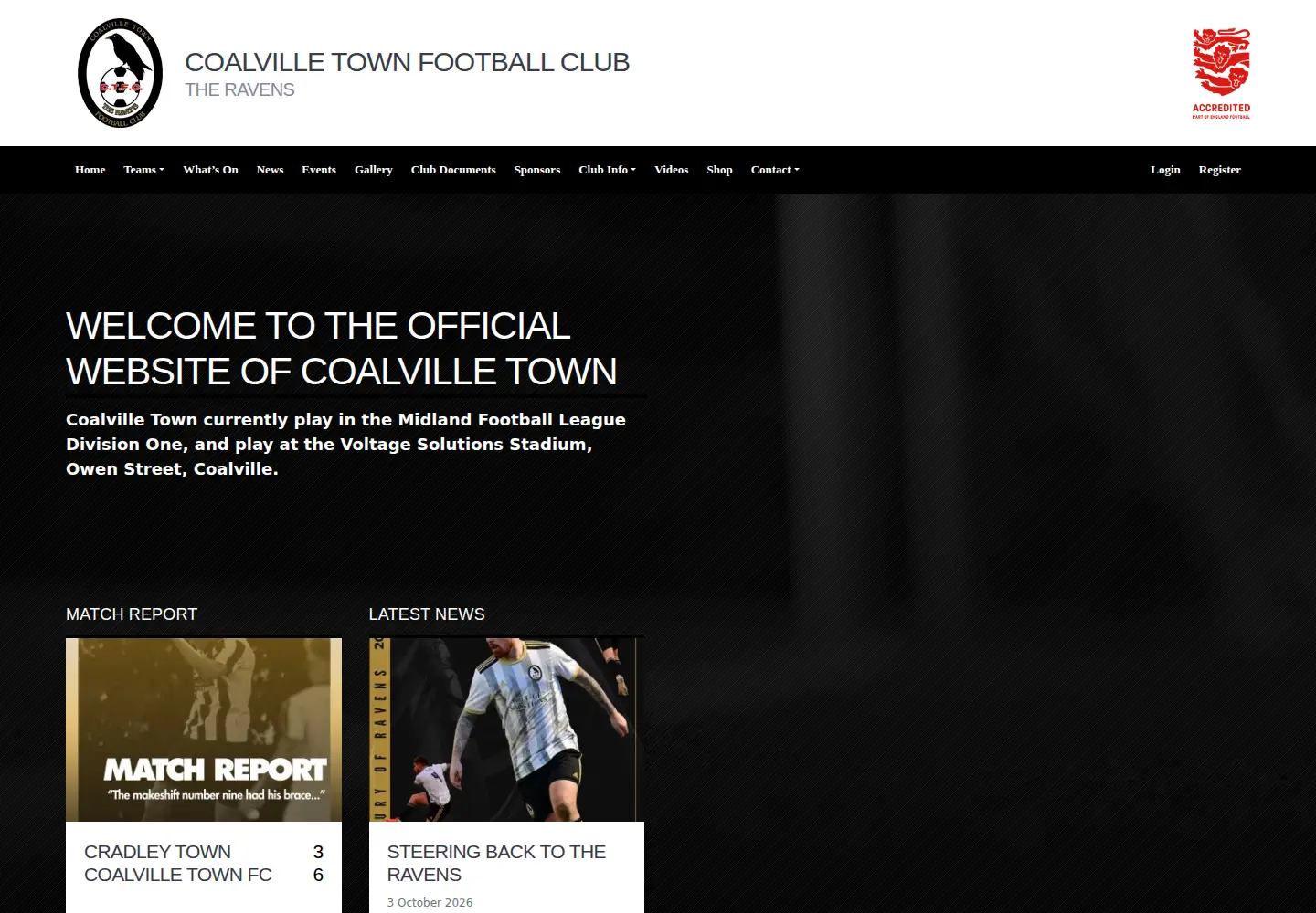 Captured homepage of coalvilletownfc.co.uk in the current scan