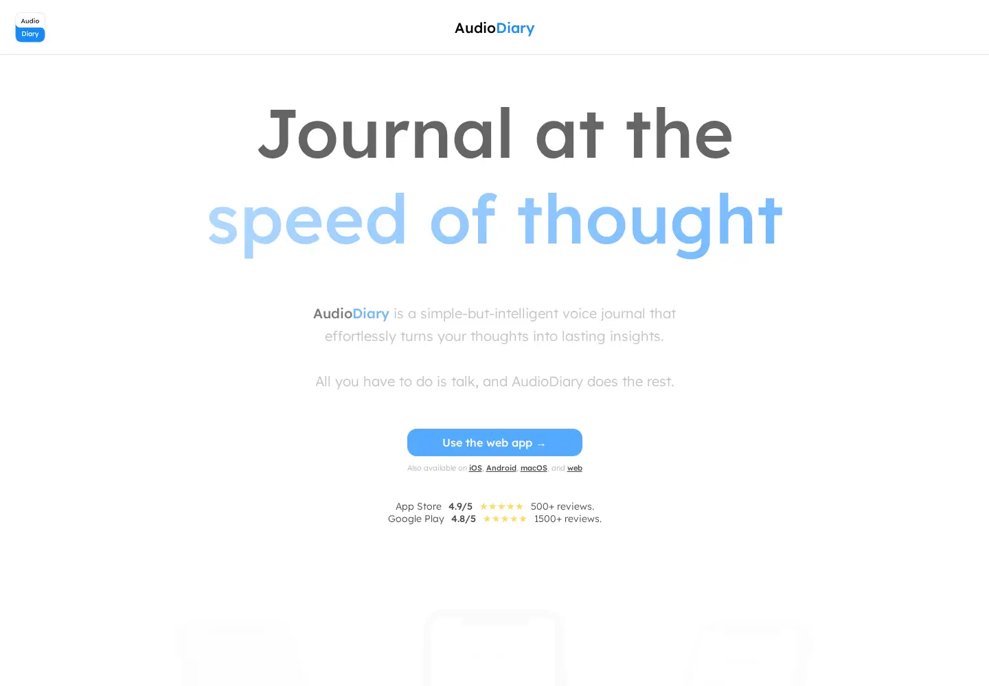 Screenshot of audiodiary.ai