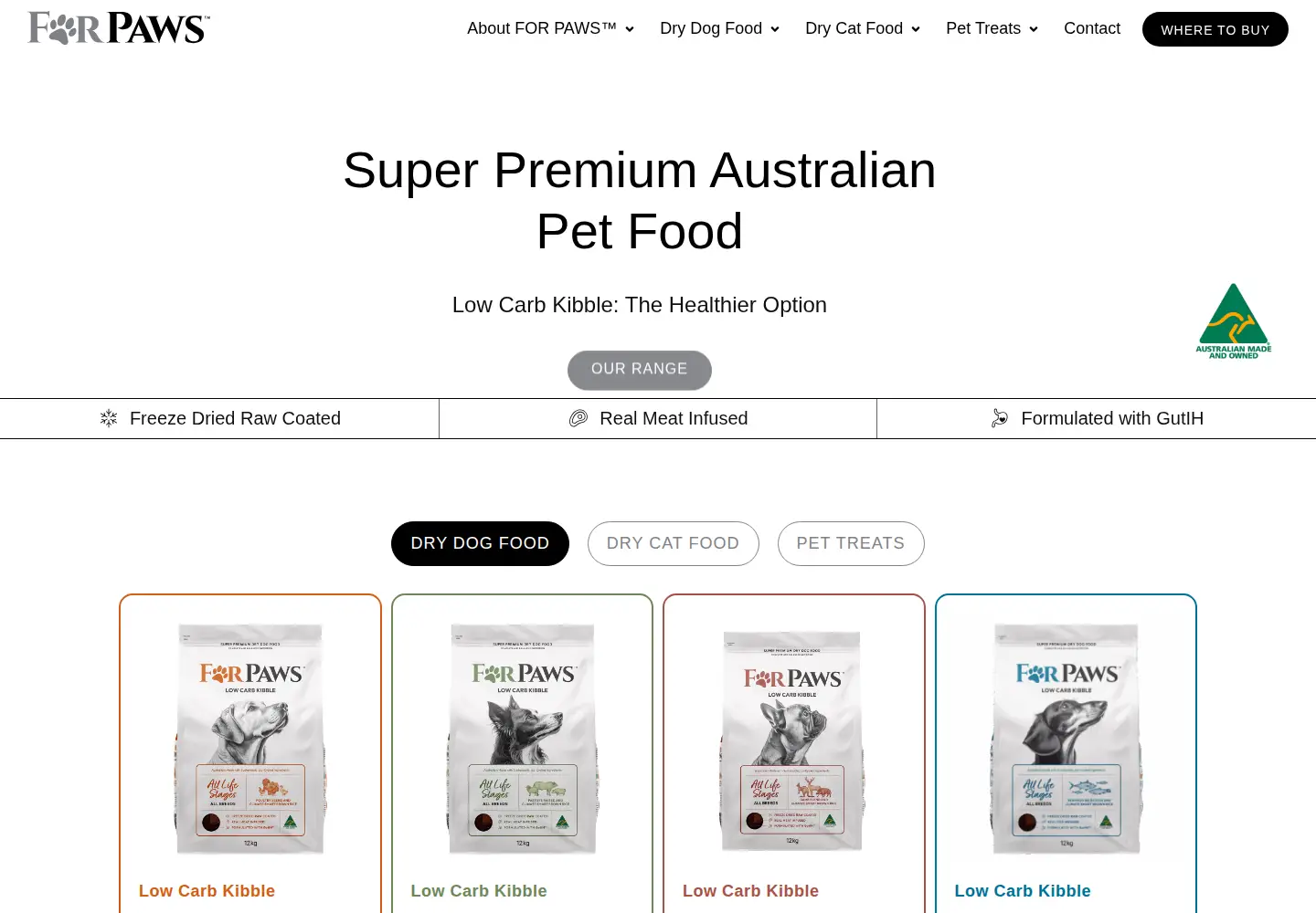 Screenshot of forpawspetcare.com.au