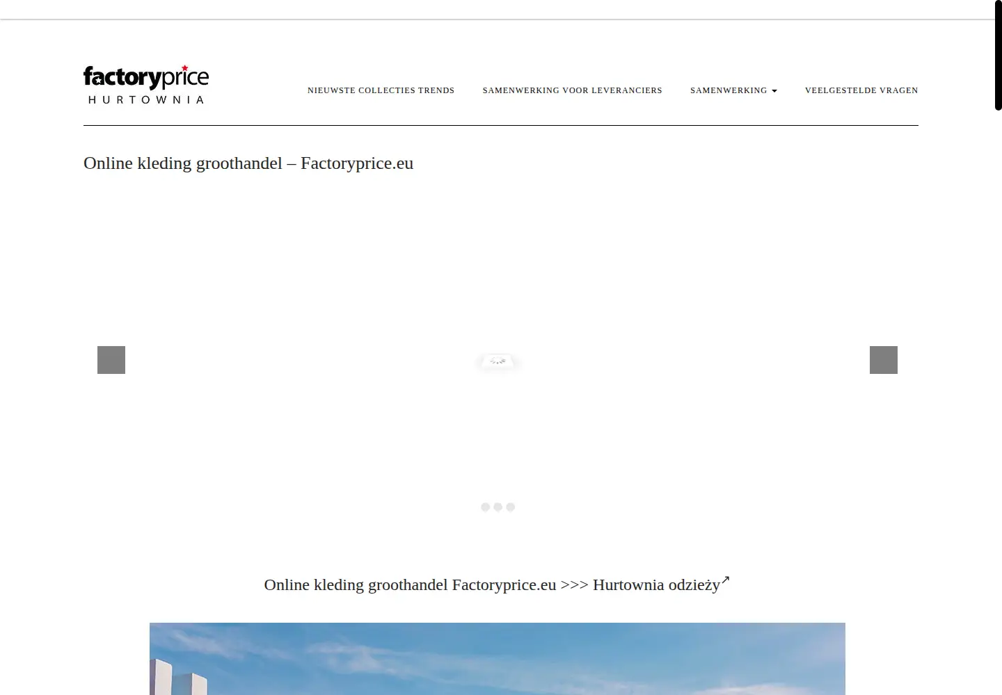 Captured homepage of factoryprice.be in the current scan