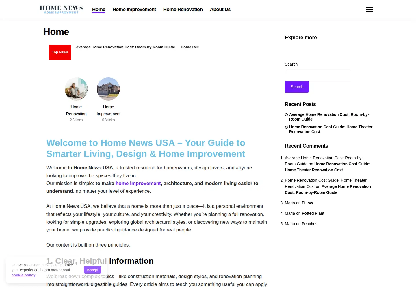 Captured homepage of homenewsusa.com in the current scan