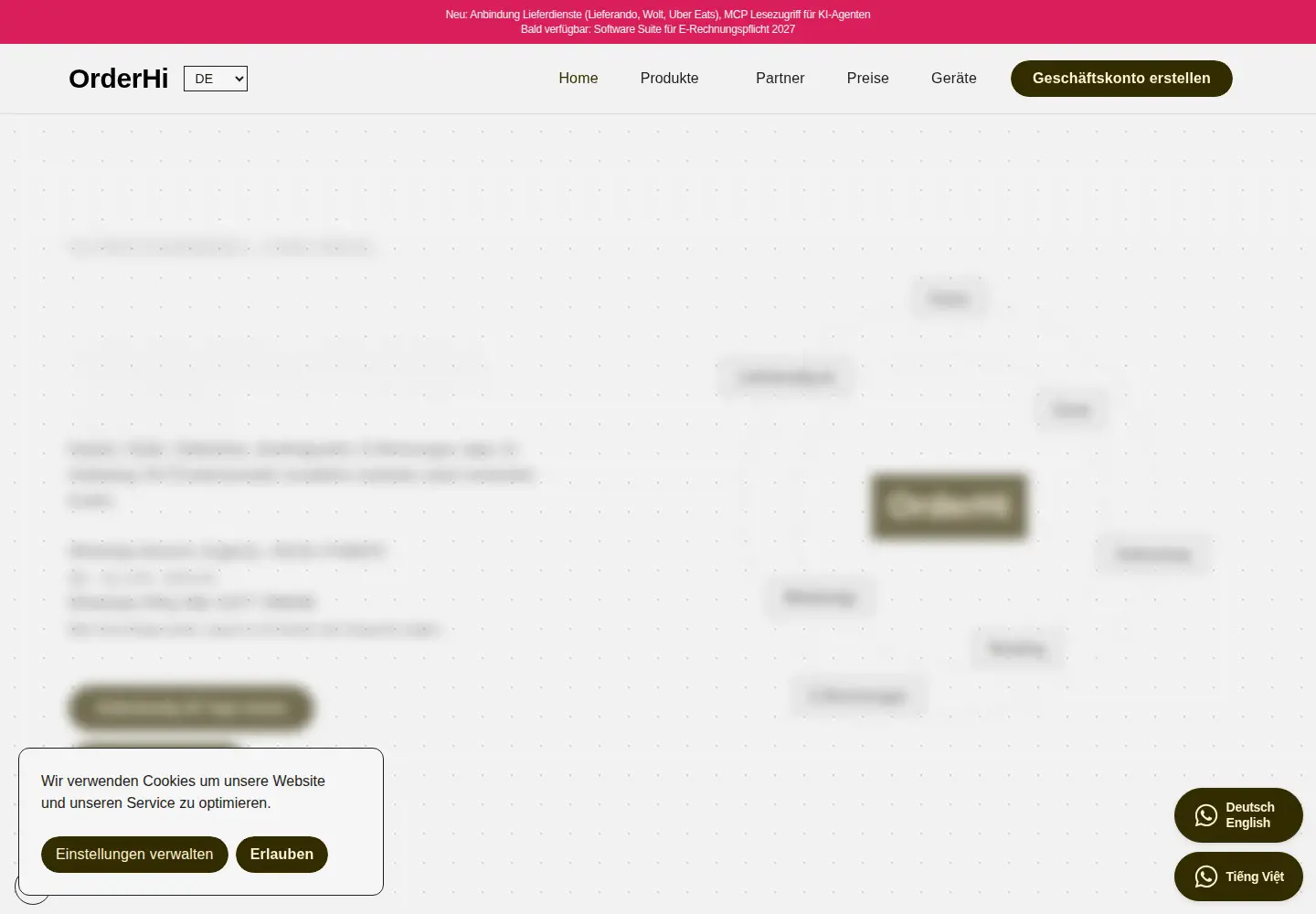 Captured homepage of orderhi.com in the current scan