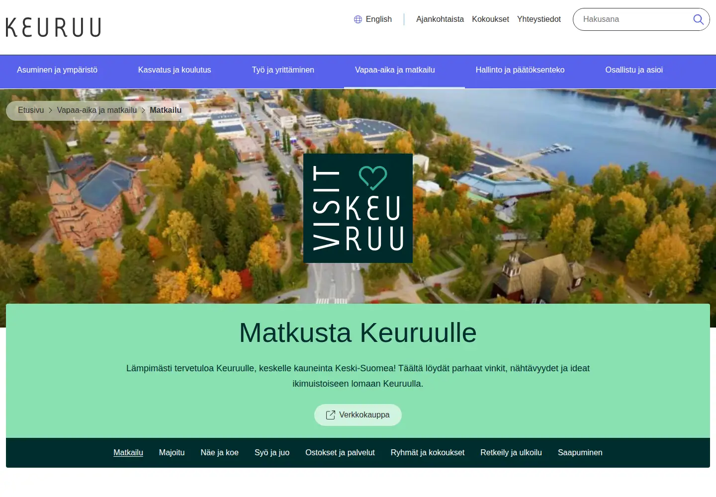 Screenshot of visitkeuruu.fi