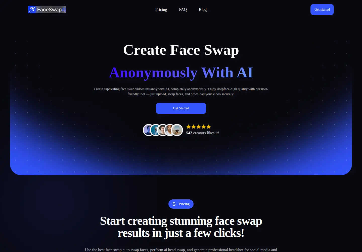 Captured homepage of videofaceswap.ai in the current scan