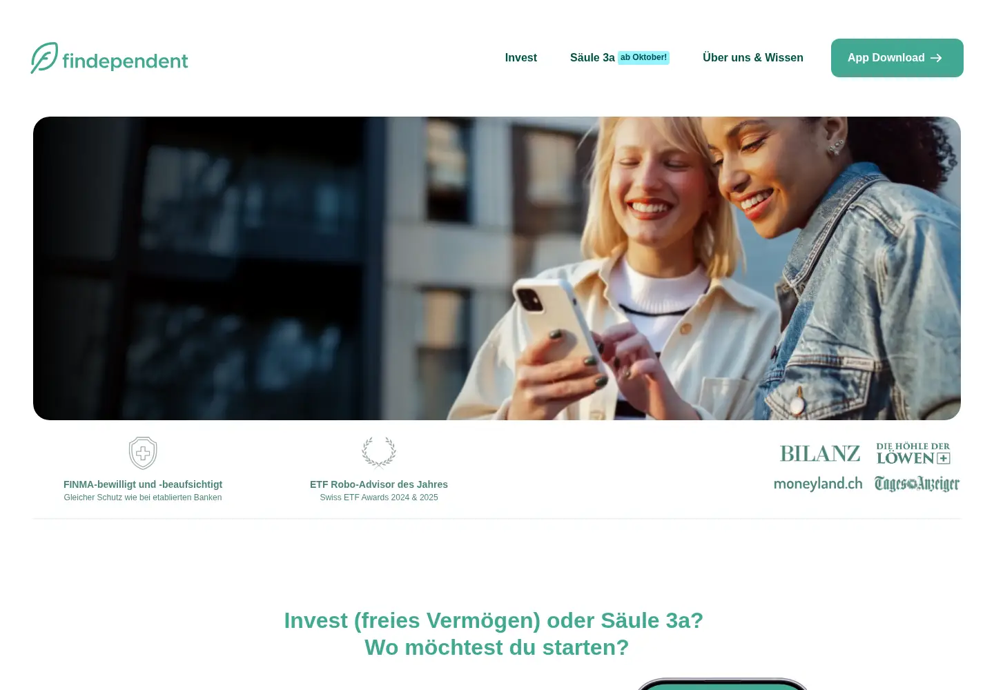 Captured homepage of findependent.ch in the current scan