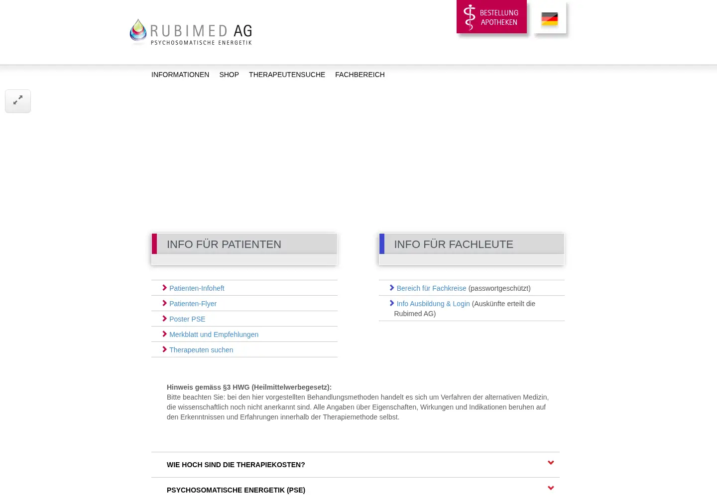 Captured homepage of rubimed.com in the current scan