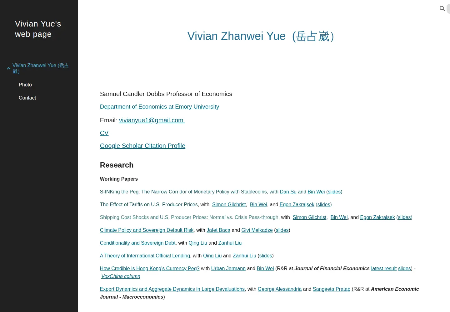 Screenshot of vivianyue.com