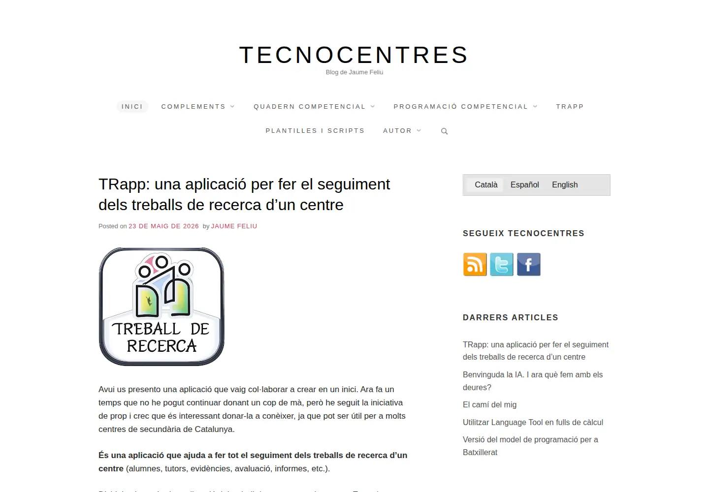 Captured homepage of tecnocentres.org in the current scan