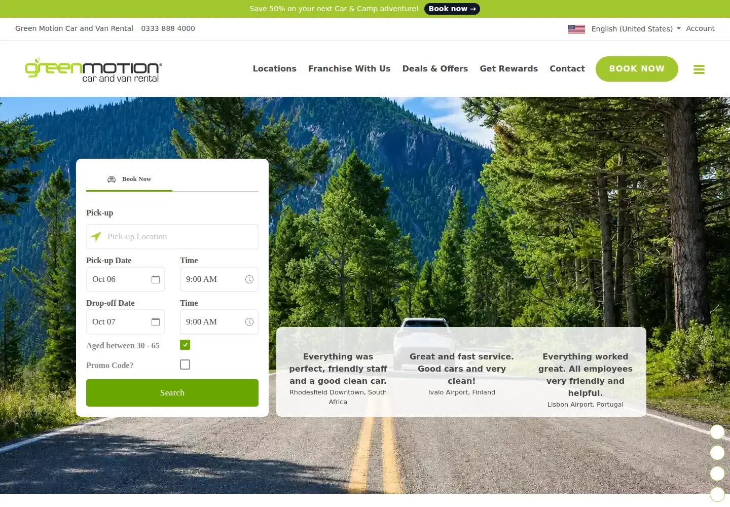 Screenshot of greenmotion.com