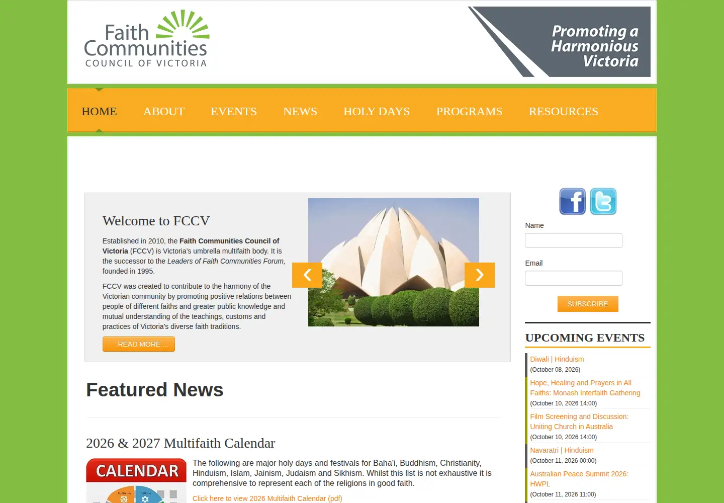 Screenshot of faithvictoria.org.au