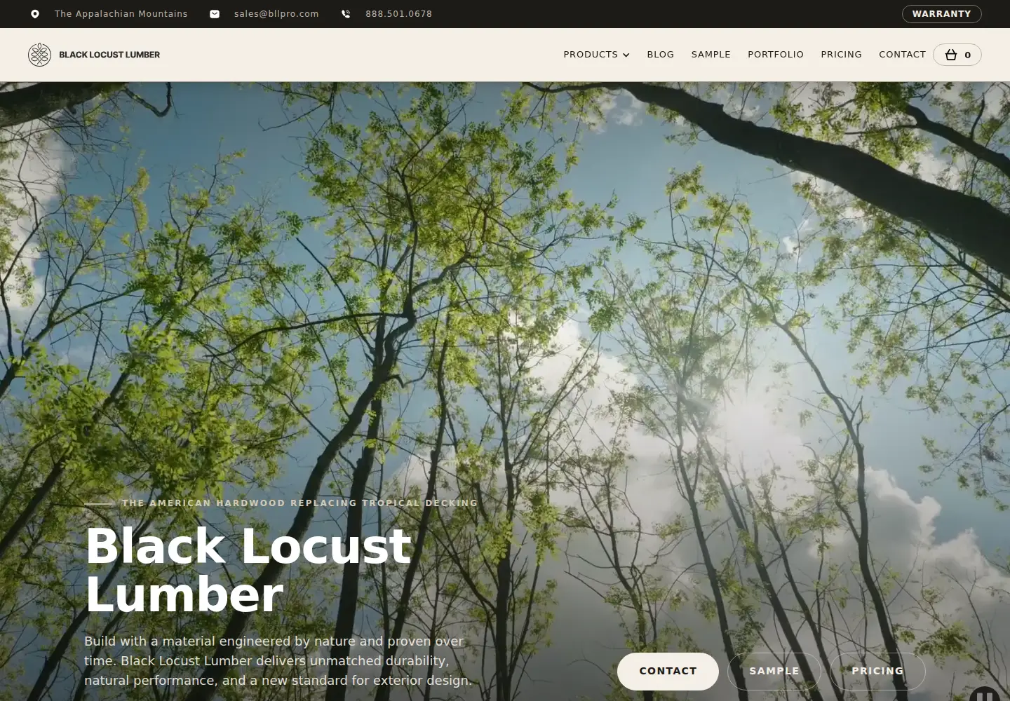 Screenshot of blacklocustlumber.com
