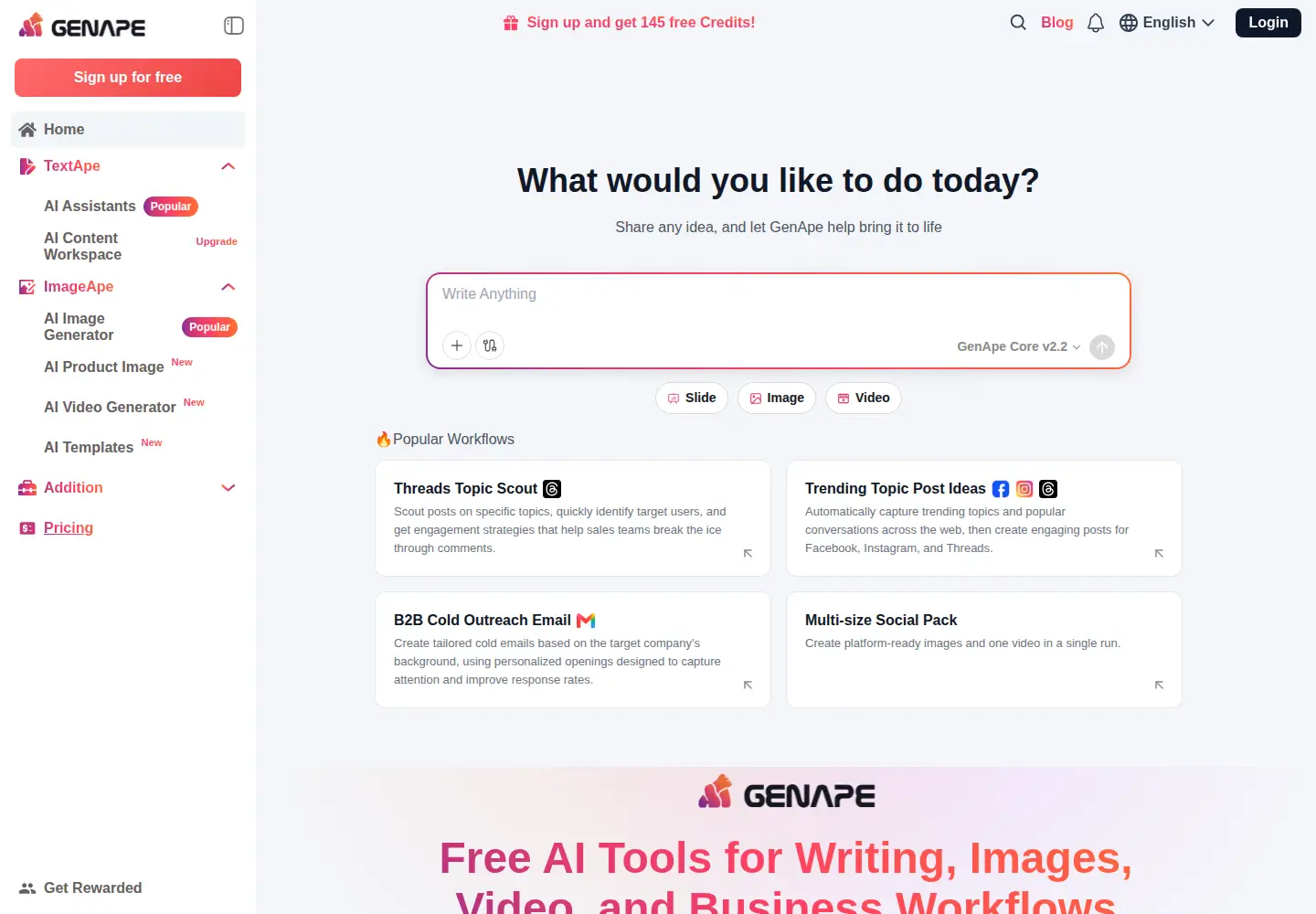 Screenshot of genape.ai