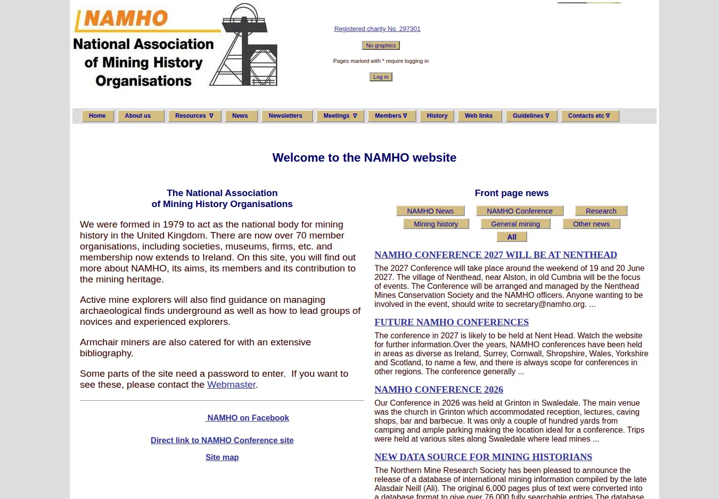 Captured homepage of namho.org in the current scan