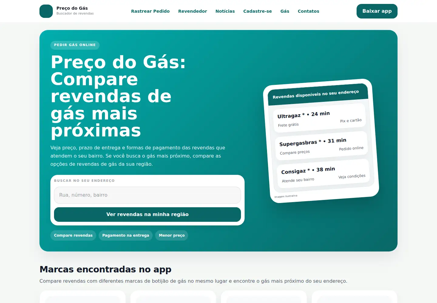 Captured homepage of precodogas.com.br in the current scan