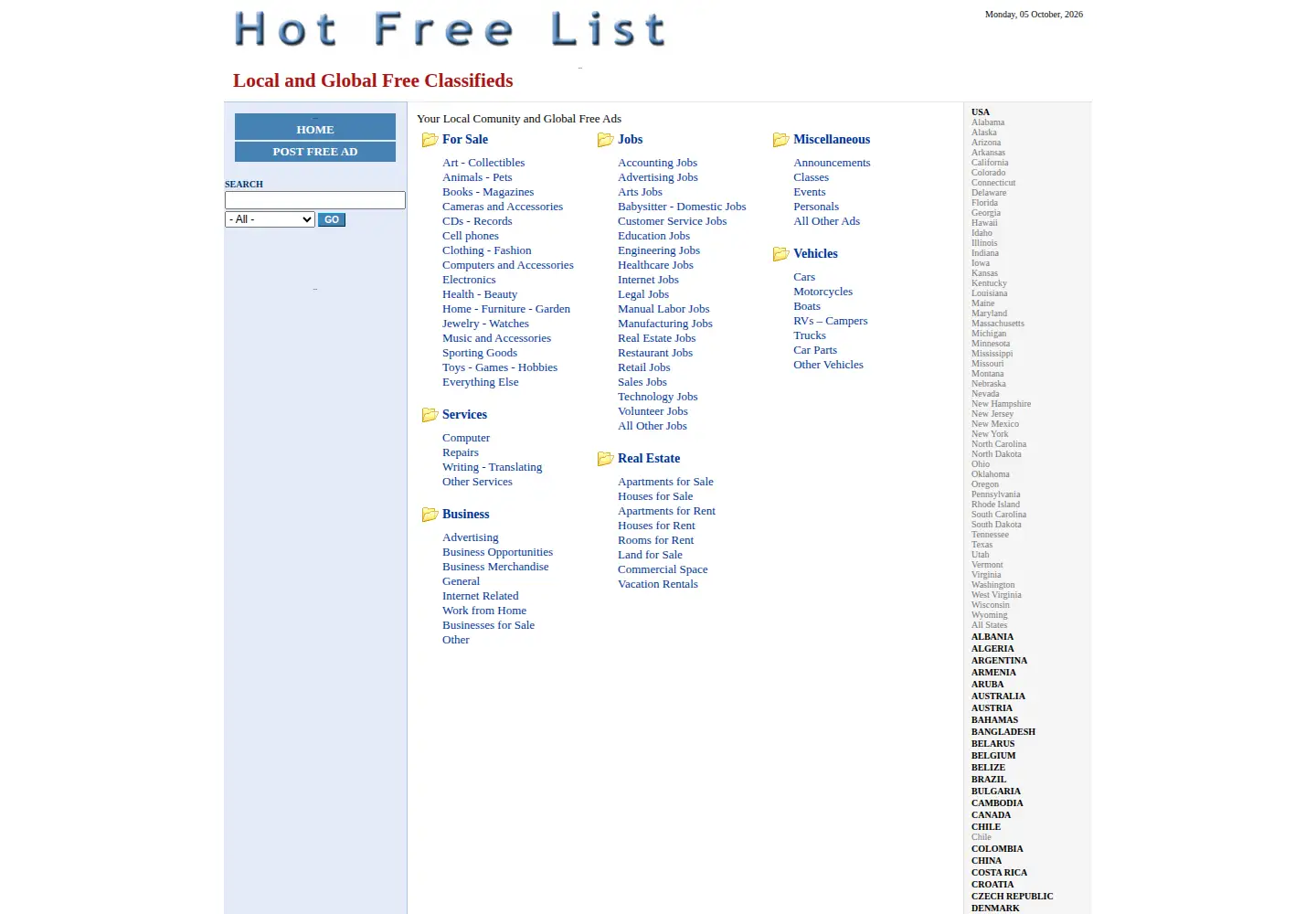 Screenshot of hotfreelist.com