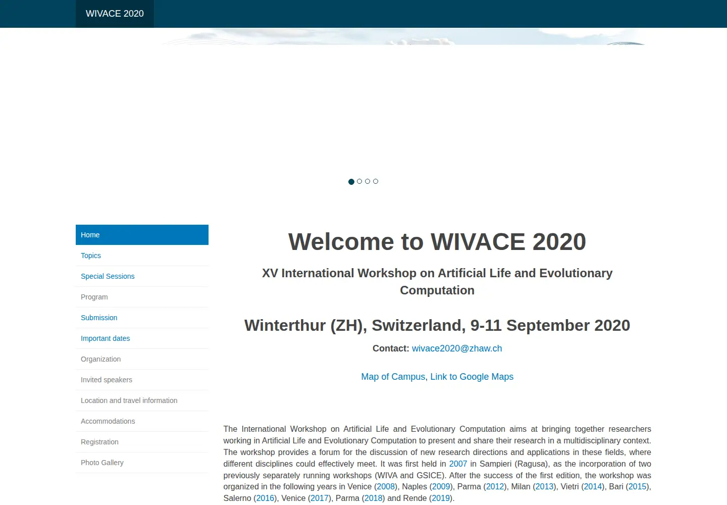 Captured homepage of wivace.org in the current scan