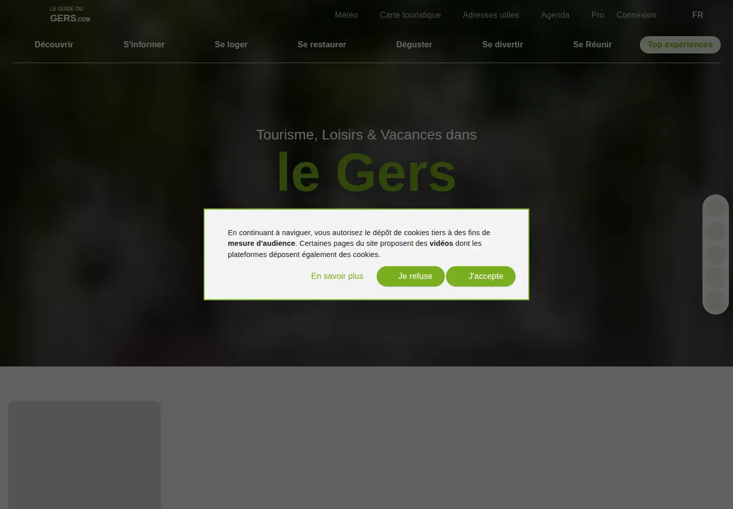 Captured homepage of guide-du-gers.com in the current scan