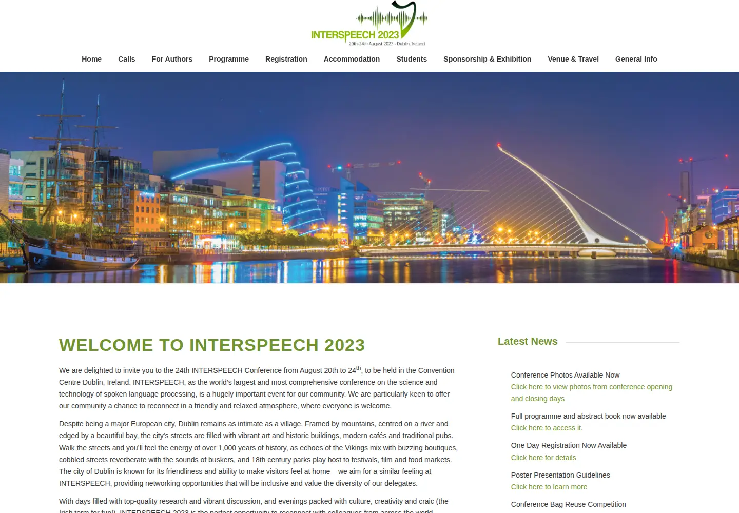 Screenshot of interspeech2023.org