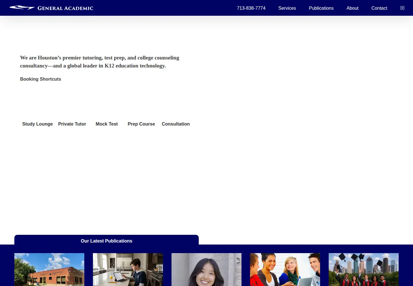 Captured homepage of generalacademic.com in the current scan