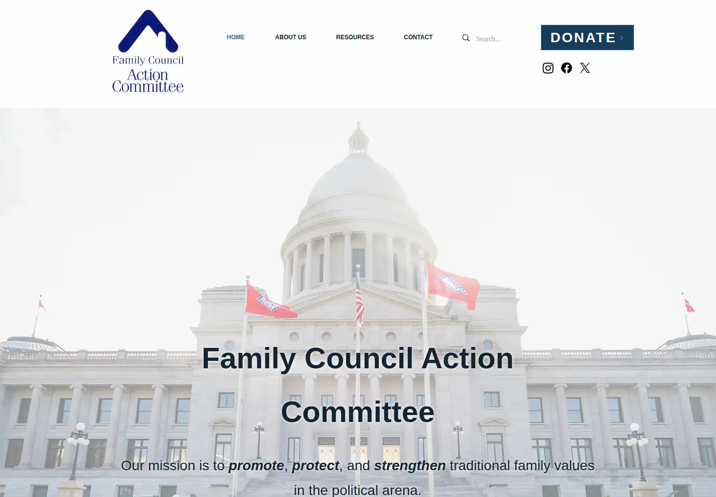 Captured homepage of familycouncilactioncommittee.com in the current scan