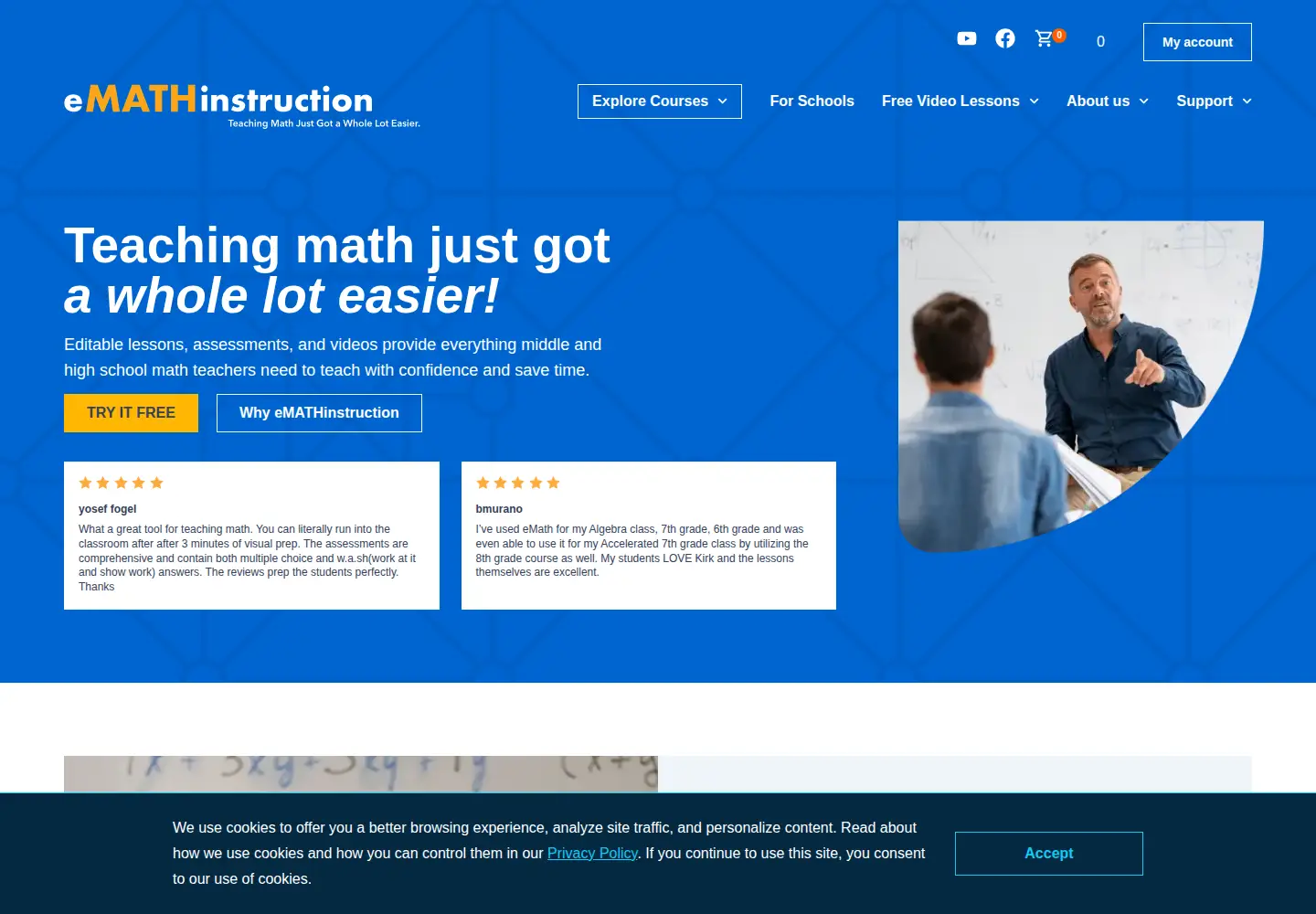 Captured homepage of emathinstruction.com in the current scan