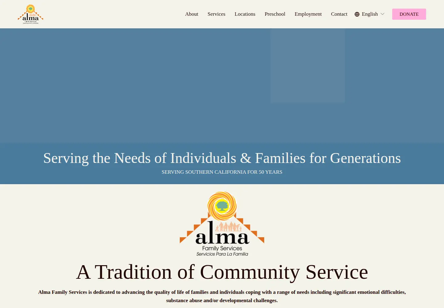Screenshot of almafamilyservices.org