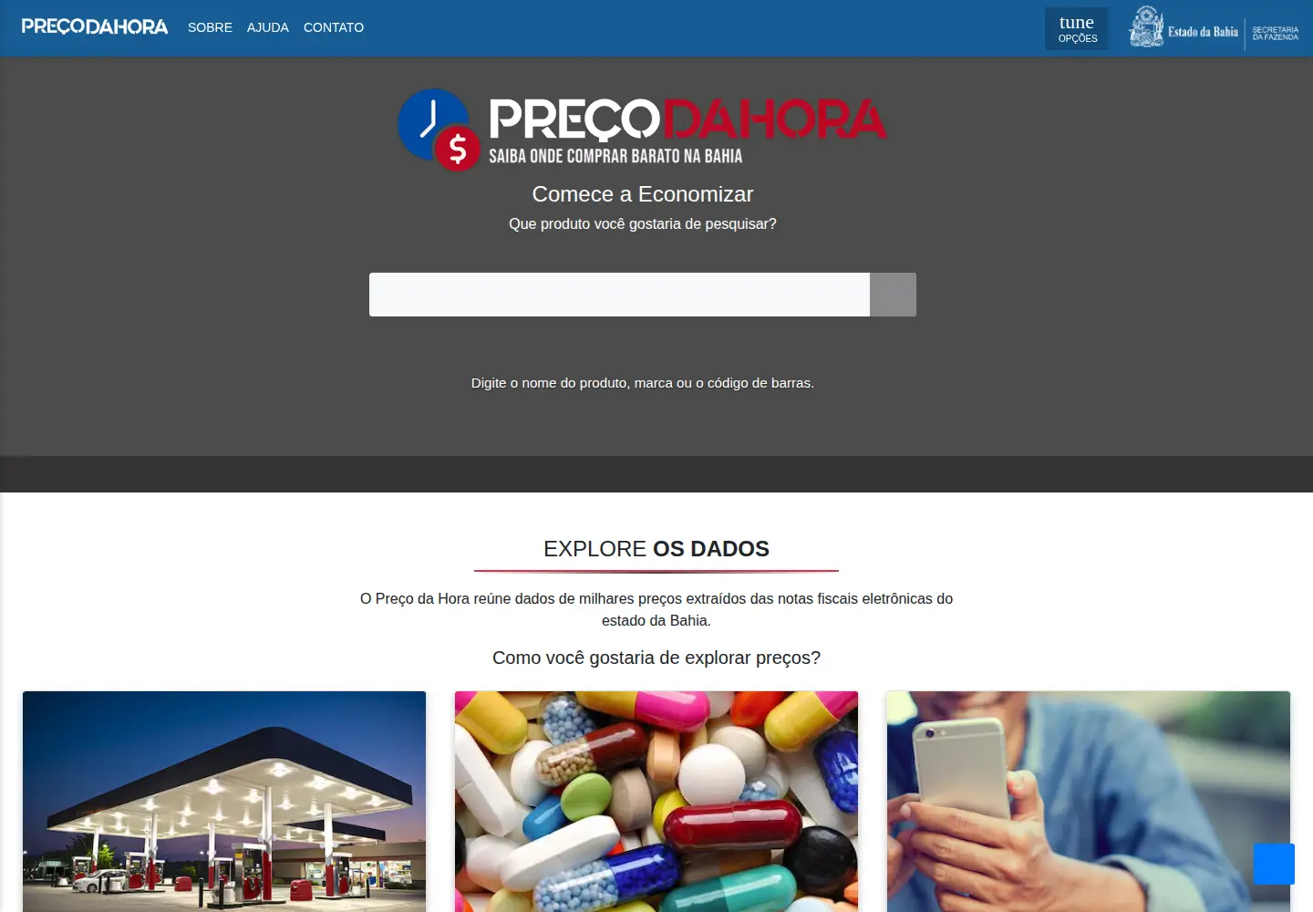 Screenshot of precodahora.ba.gov.br