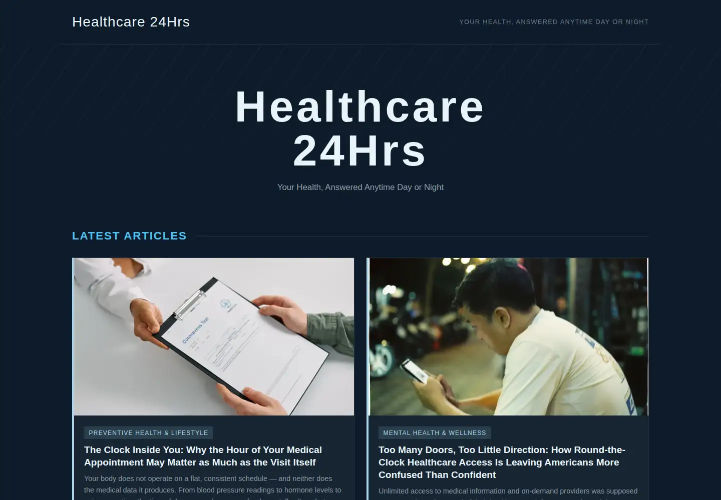 Screenshot of healthcare24hrs.com