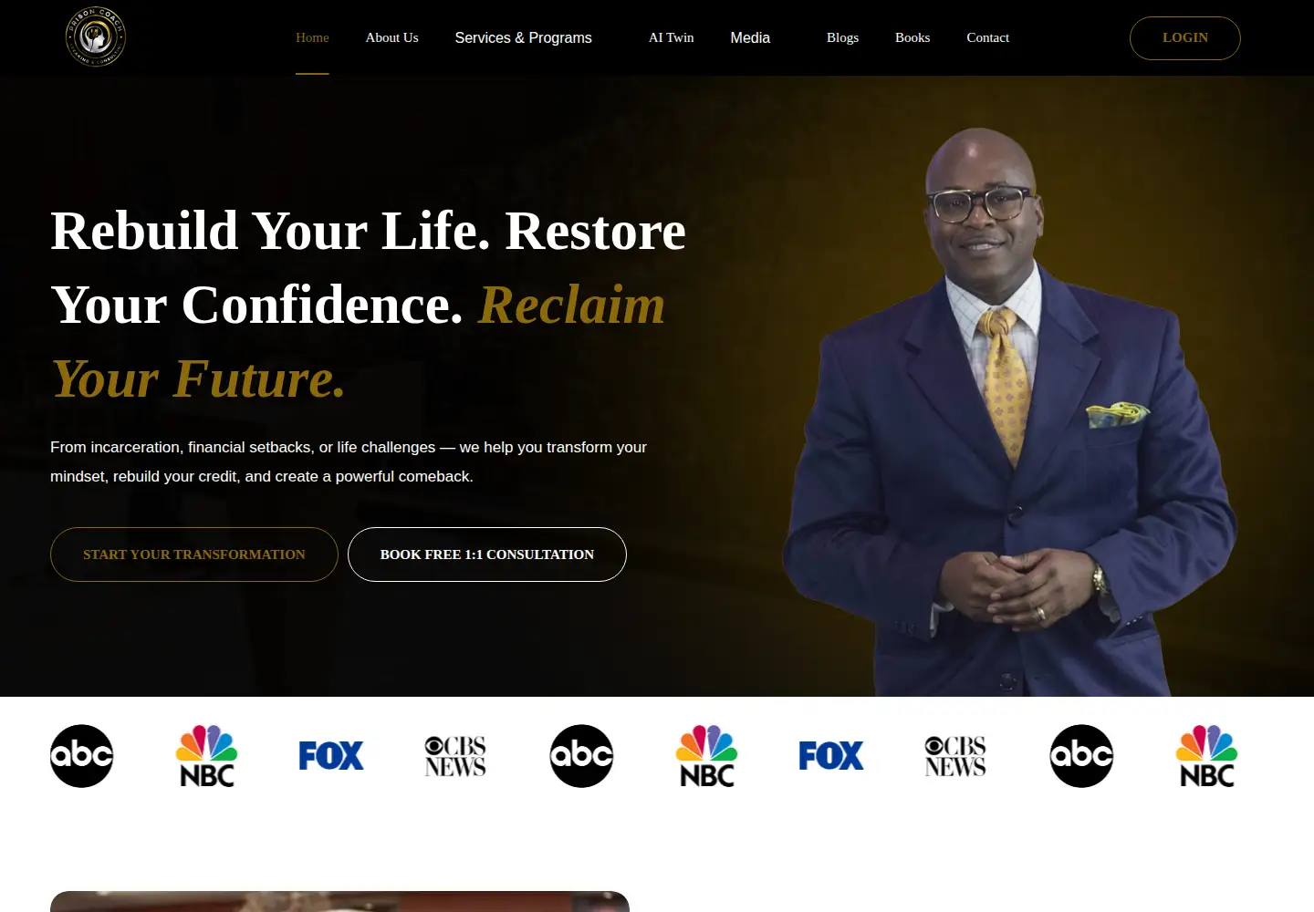 Screenshot of prisoncoachspeaking.com