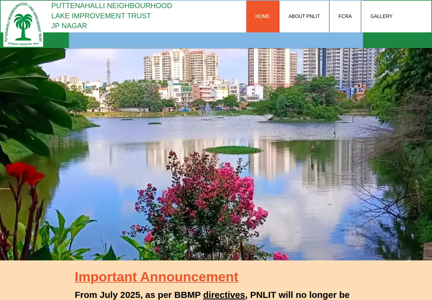 Screenshot of puttenahallilake.in