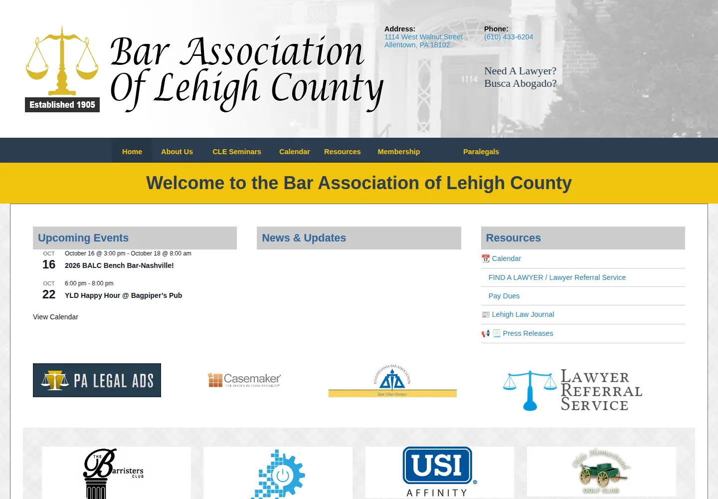 Screenshot of lehighbar.org