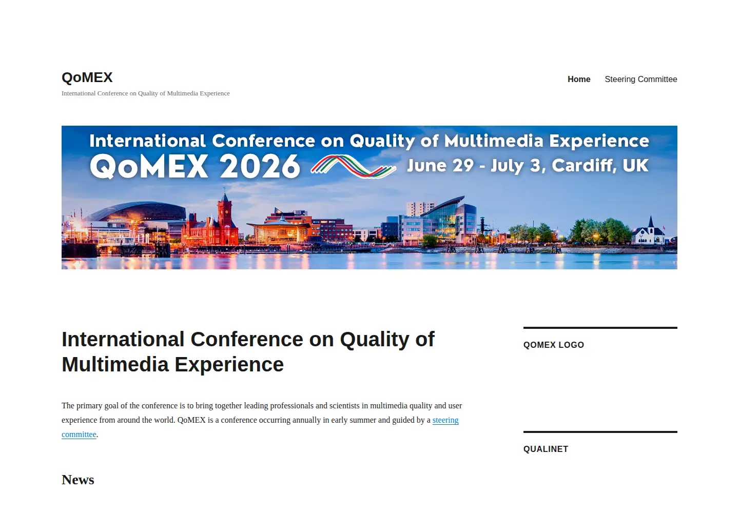 Captured homepage of qomex.org in the current scan