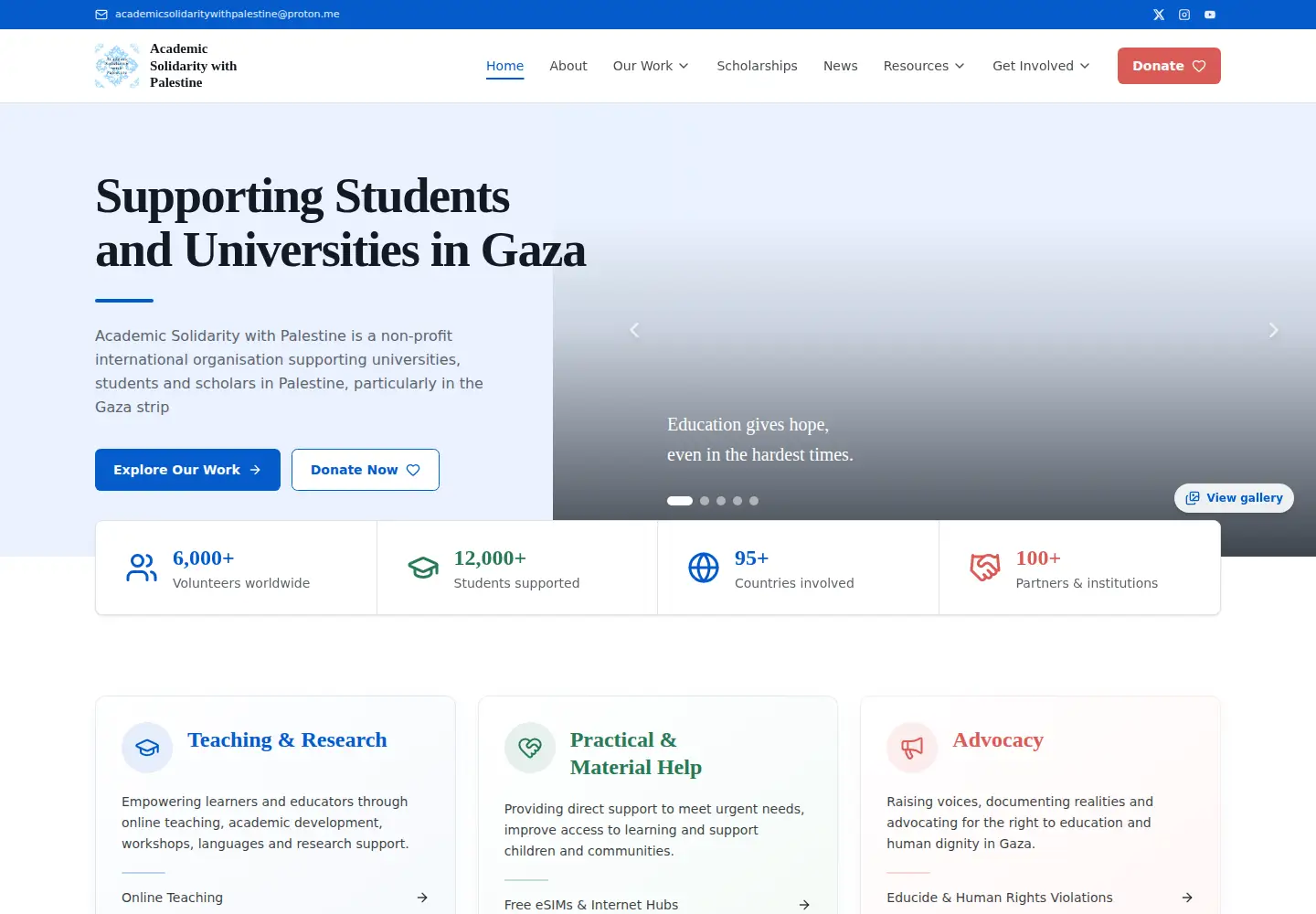 Screenshot of academicsolidaritywithpalestine.org