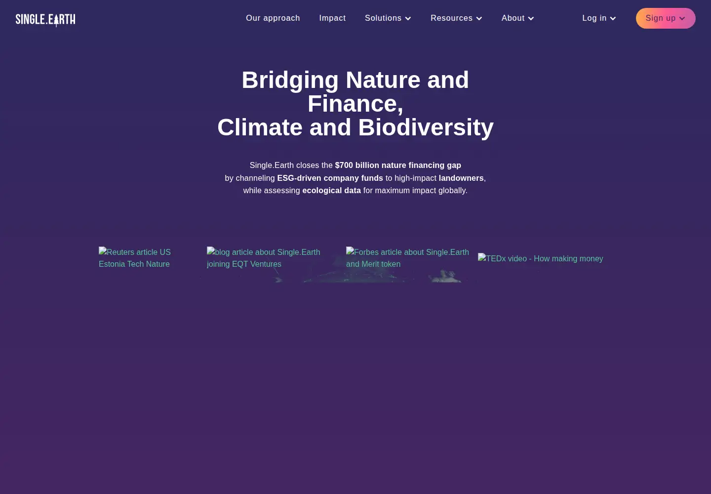 Captured homepage of single.earth in the current scan