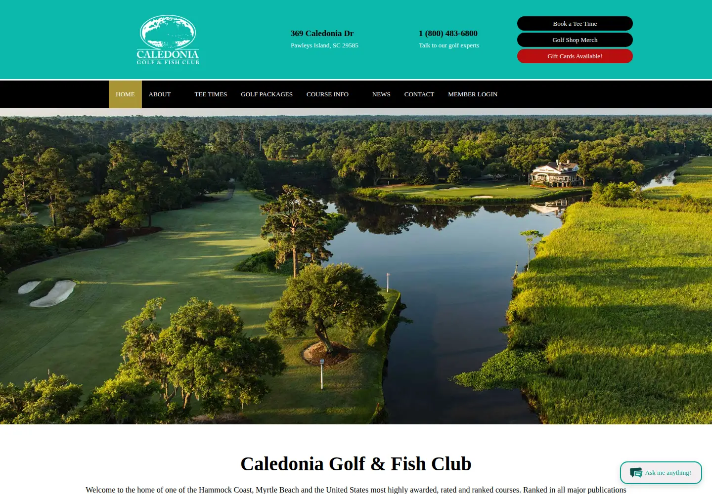 Captured homepage of caledoniagolfandfishclub.com in the current scan