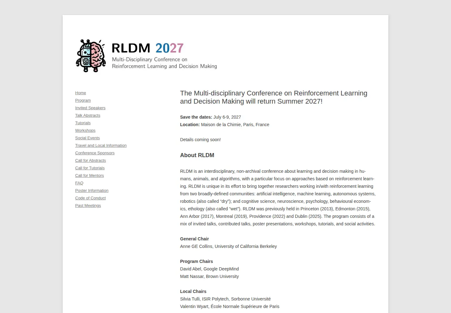 Captured homepage of rldm.org in the current scan