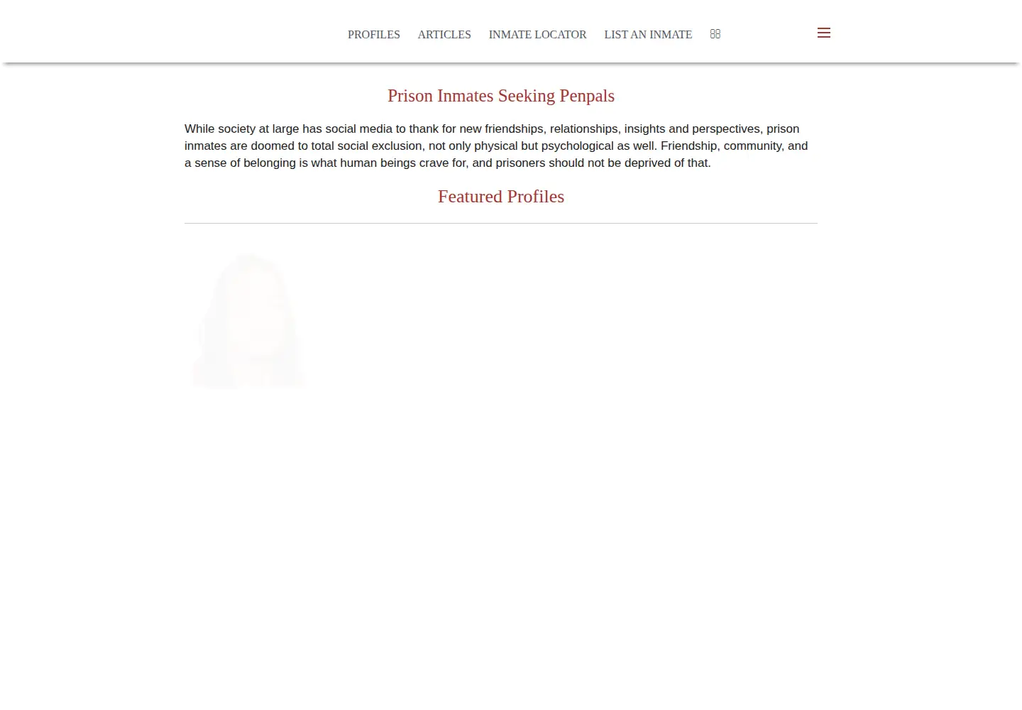Screenshot of inmate.com