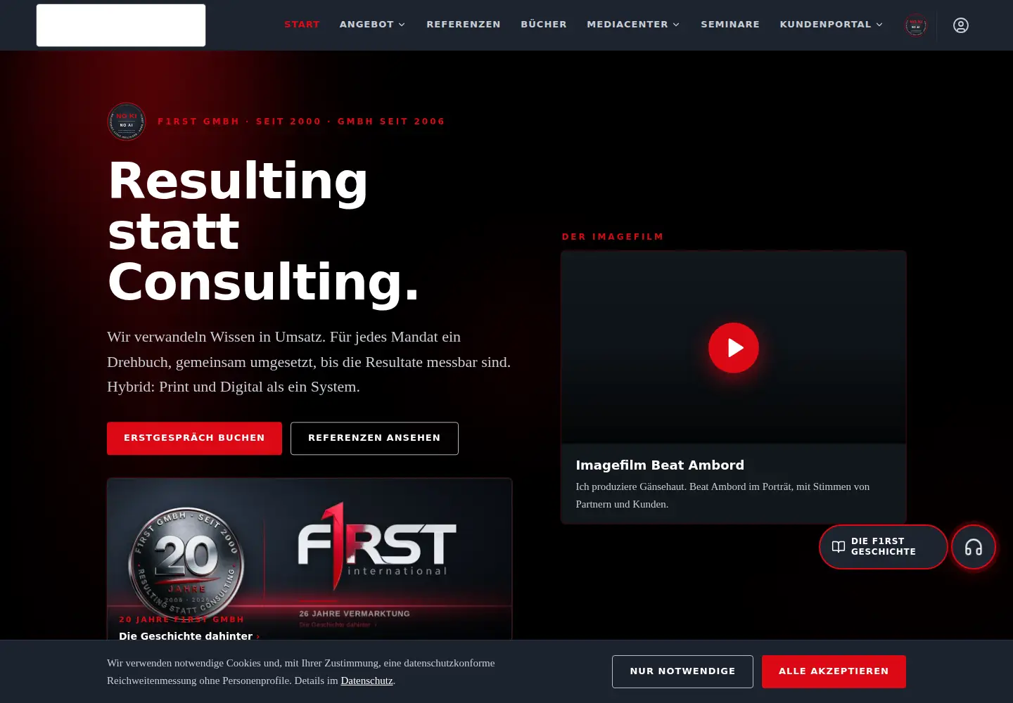 Captured homepage of f1rst.ch in the current scan
