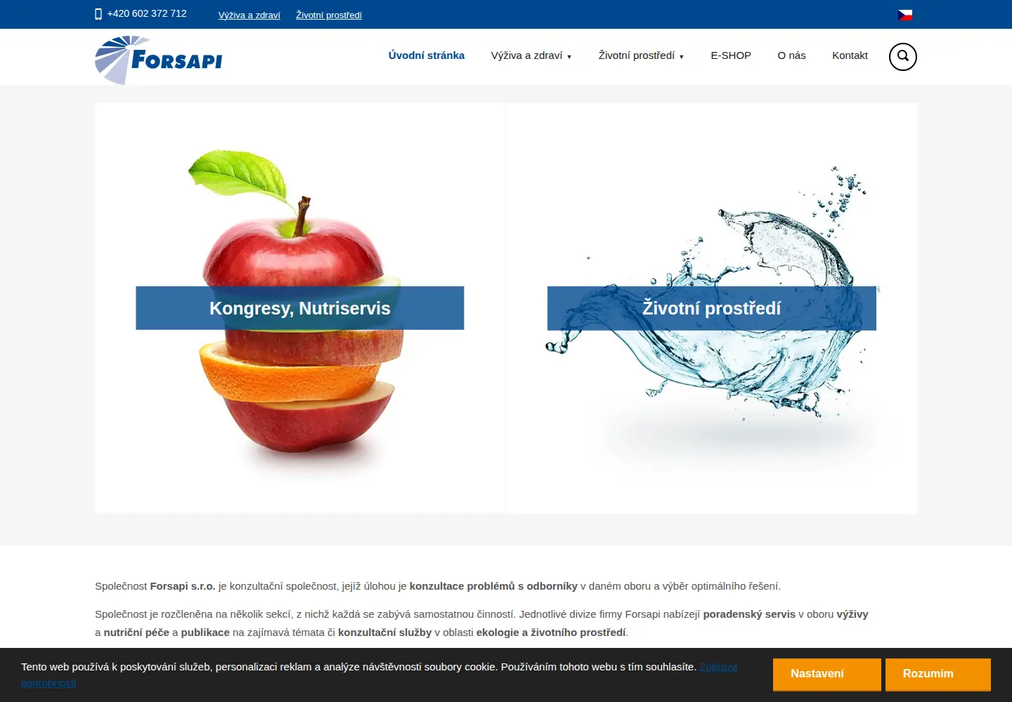 Captured homepage of forsapi.cz in the current scan