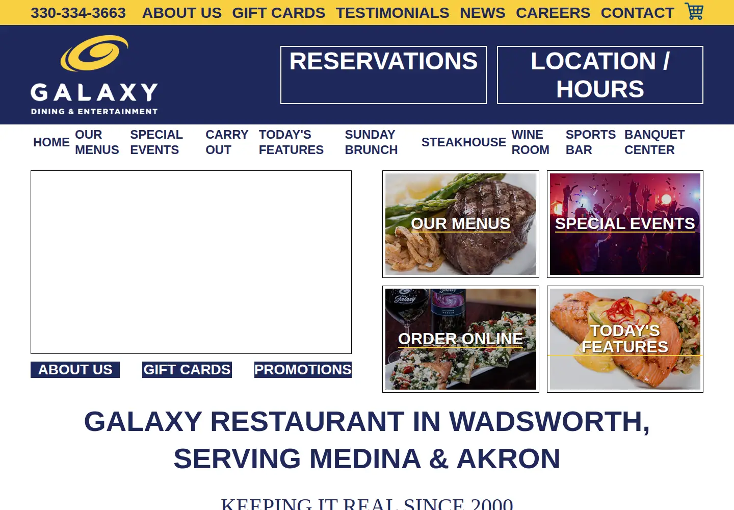 Captured homepage of galaxyrestaurant.com in the current scan