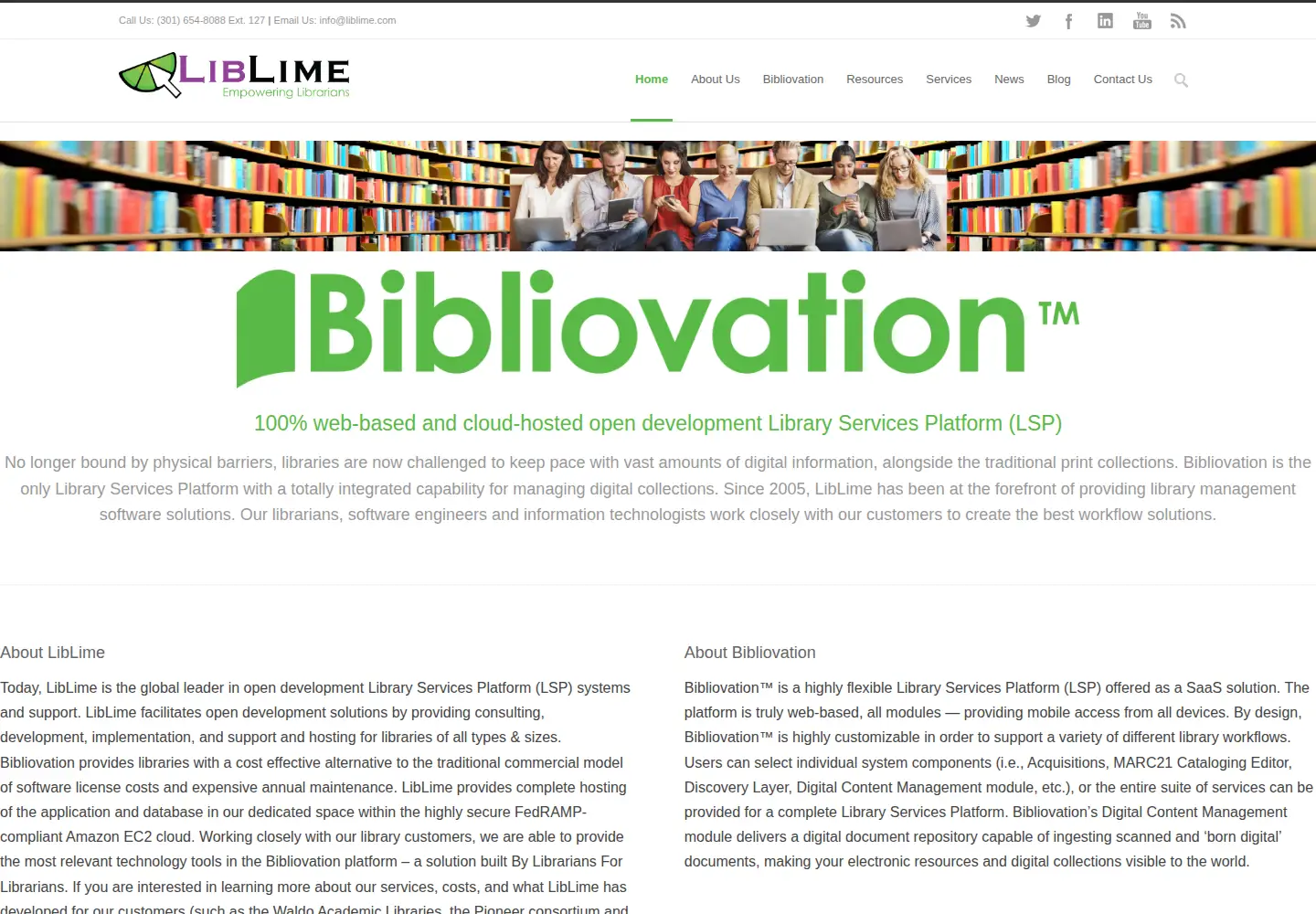 Captured homepage of bibliovation.com in the current scan
