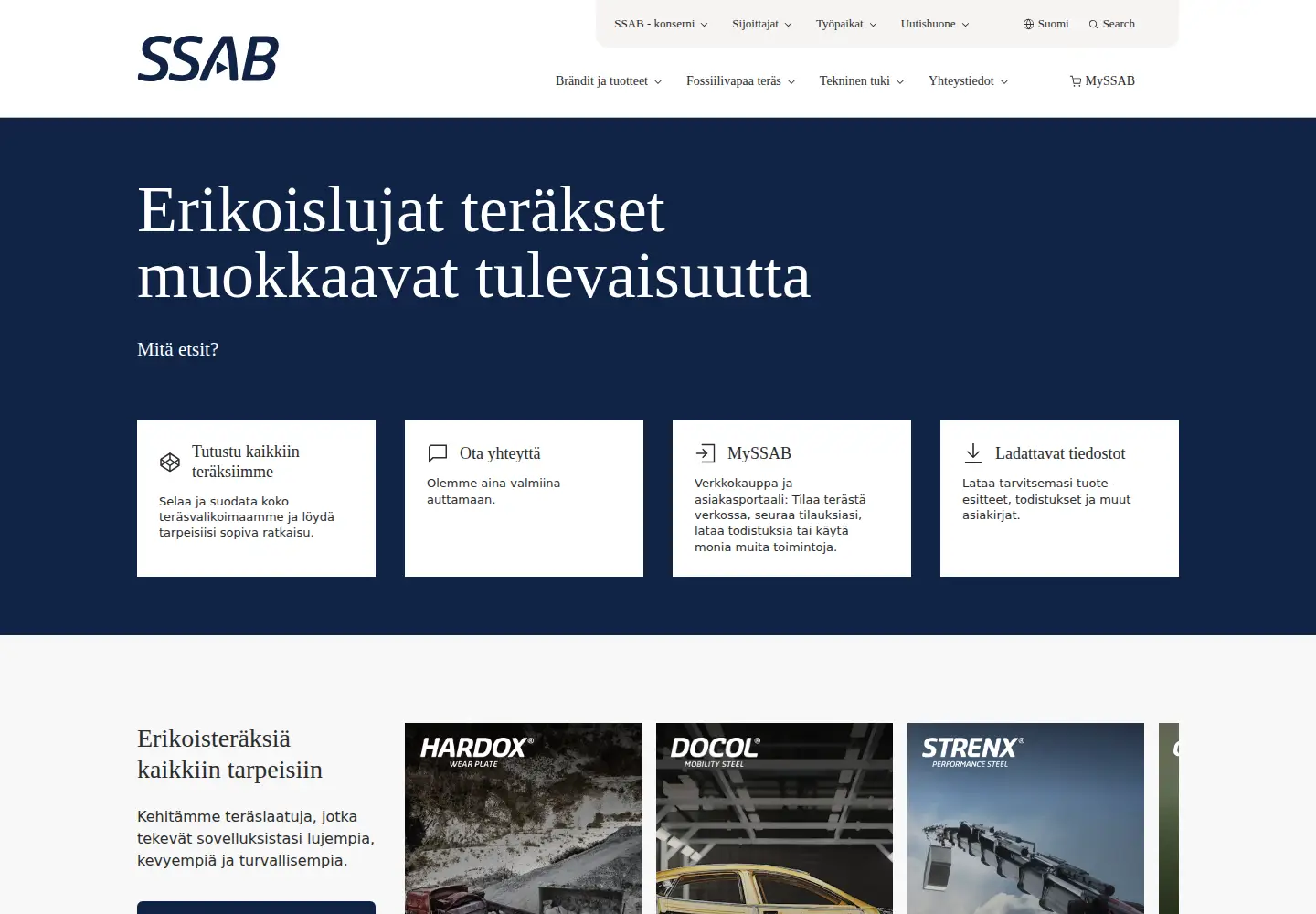 Screenshot of ssab.fi